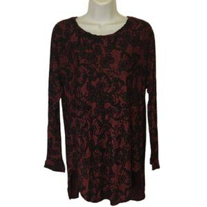 ARITZIA Wilfred La Riviere Burgundy Lace Print Top Shirt